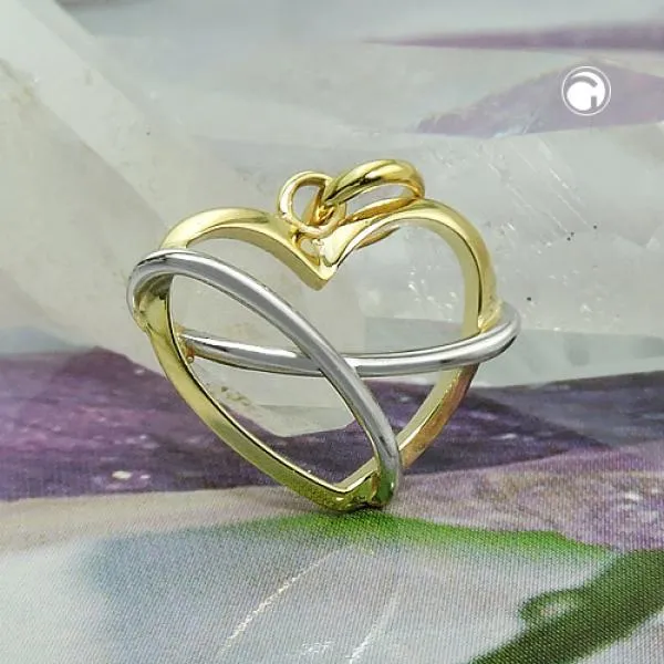 Anhänger 13x15mm Herz bicolor glänzend 9Kt GOLD Anhänger 13x15mm Herz bicolor glänzend 9Kt GOLD