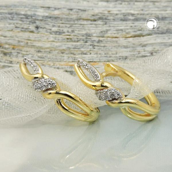 Creole Ohrringe 18x4mm Klappscharnier überkreuzt Zirkonias 9Kt GOLD Creole Ohrringe 18x4mm Klappscharnier überkreuzt Zirkonias 9Kt GOLD