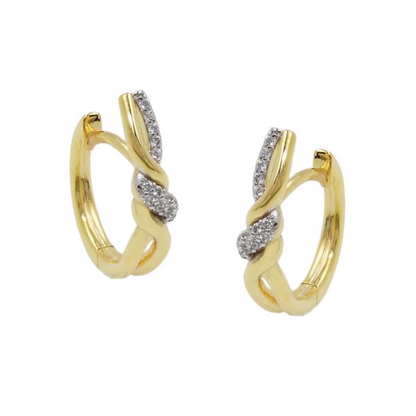 Creole Ohrringe 18x4mm Klappscharnier überkreuzt Zirkonias 9Kt GOLD Creole Ohrringe 18x4mm Klappscharnier überkreuzt Zirkonias 9Kt GOLD