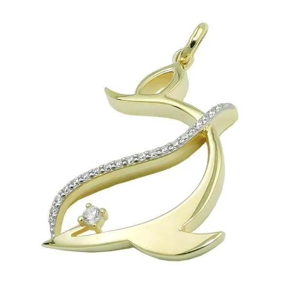 Anhänger 25x20mm stilisierter Delfin mit Zirkonias 9Kt GOLD Anhänger 25x20mm stilisierter Delfin mit Zirkonias 9Kt GOLD
