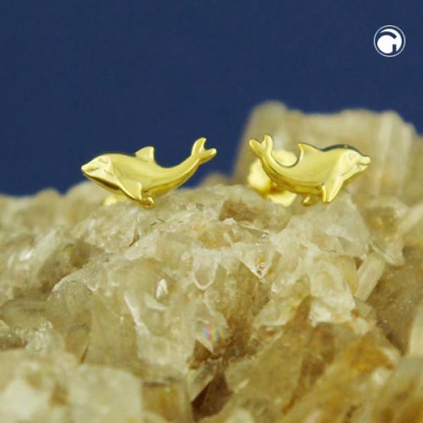 Ohrstecker Ohrring 8x4mm kleiner Delfin glänzend 9Kt GOLD Ohrstecker Ohrring 8x4mm kleiner Delfin glänzend 9Kt GOLD