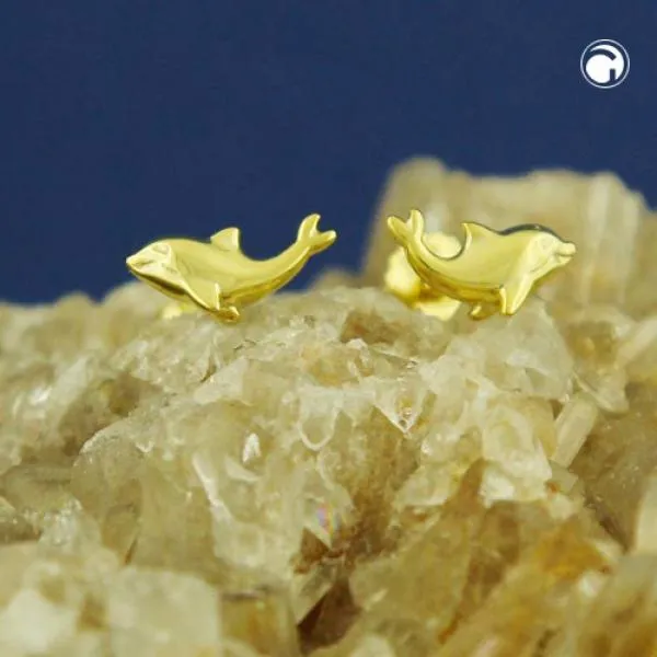 Ohrstecker Ohrring 8x4mm kleiner Delfin glänzend 9Kt GOLD Ohrstecker Ohrring 8x4mm kleiner Delfin glänzend 9Kt GOLD