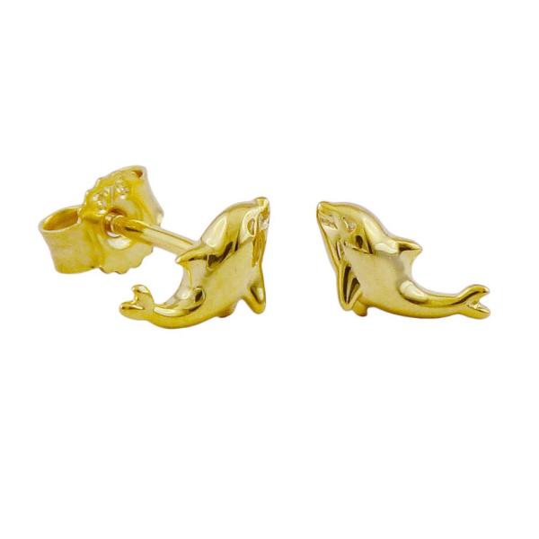 Ohrstecker Ohrring 8x4mm kleiner Delfin glänzend 9Kt GOLD Ohrstecker Ohrring 8x4mm kleiner Delfin glänzend 9Kt GOLD
