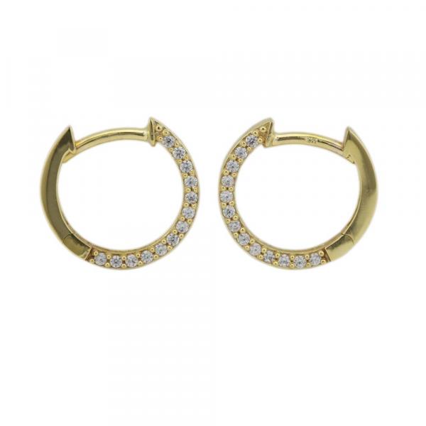 Creole Ohrring 13x2mm Klappscharnier mit Zirkonias 9Kt GOLD Creole Ohrring 13x2mm Klappscharnier mit Zirkonias 9Kt GOLD