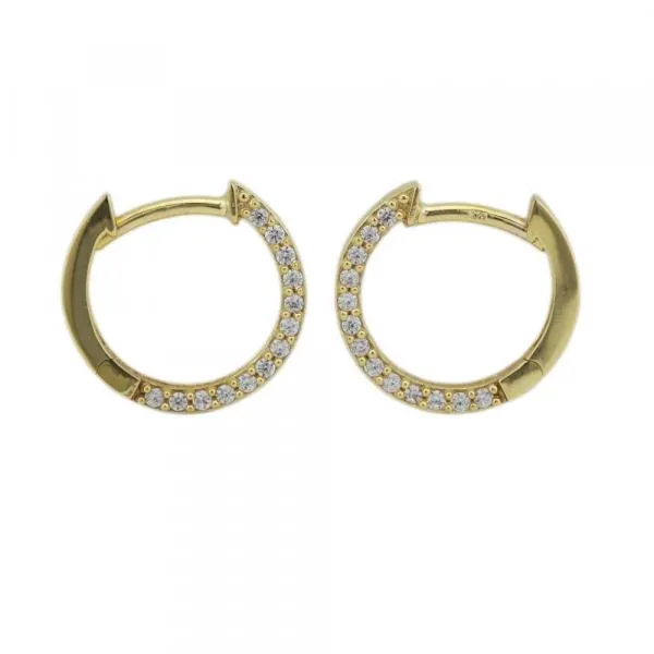 Creole Ohrring 13x2mm Klappscharnier mit Zirkonias 9Kt GOLD Creole Ohrring 13x2mm Klappscharnier mit Zirkonias 9Kt GOLD