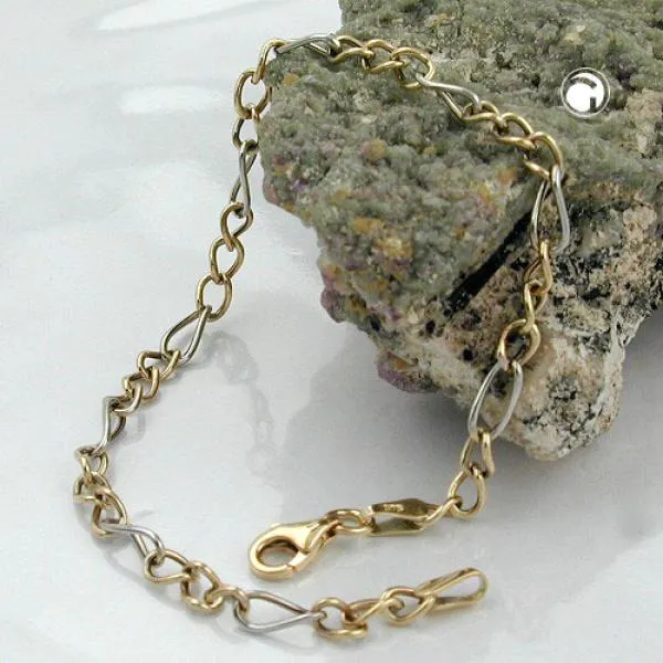 Armband 3,6mm Figaro Panzer bicolor 9Kt GOLD 19cm Armband 3,6mm Figaro Panzer bicolor 9Kt GOLD 19cm