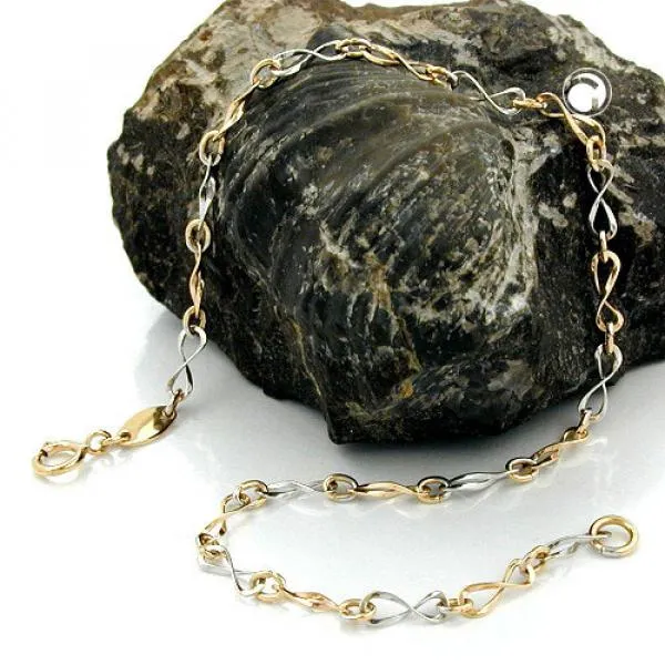 Armband 2,7mm Fantasiemuster bicolor 9Kt GOLD 19cm Armband 2,7mm Fantasiemuster bicolor 9Kt GOLD 19cm