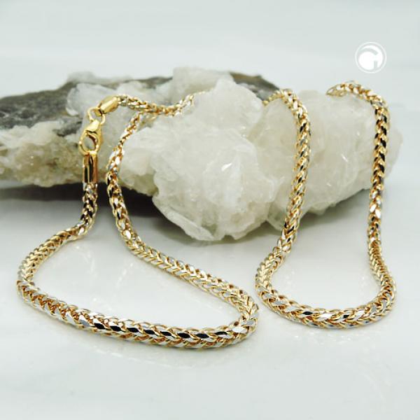 Collier 2,4mm Zopfkette bicolor 14Kt GOLD 45cm