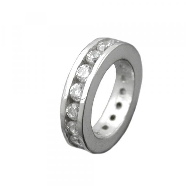 Anhänger 10x2mm Taufring mit Zirkonias rhodiniert Silber 925 Anhänger 10x2mm Taufring mit Zirkonias rhodiniert Silber 925