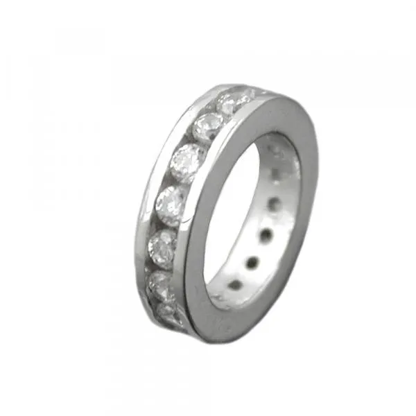 Anhänger 10x2mm Taufring mit Zirkonias rhodiniert Silber 925 Anhänger 10x2mm Taufring mit Zirkonias rhodiniert Silber 925