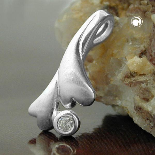Anhänger 16x7mm Herzen mit Zirkonia mattiert Silber 925 Anhänger 16x7mm Herzen mit Zirkonia mattiert Silber 925