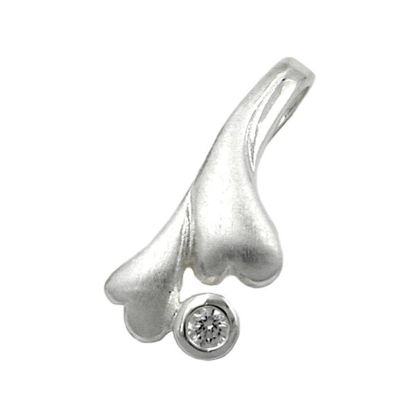 Anhänger 16x7mm Herzen mit Zirkonia mattiert Silber 925 Anhänger 16x7mm Herzen mit Zirkonia mattiert Silber 925
