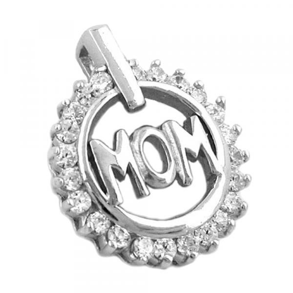 Anhänger 17x14mm MOM mit 23 Zirkonias rhodiniert Silber 925 Anhänger 17x14mm MOM mit 23 Zirkonias rhodiniert Silber 925