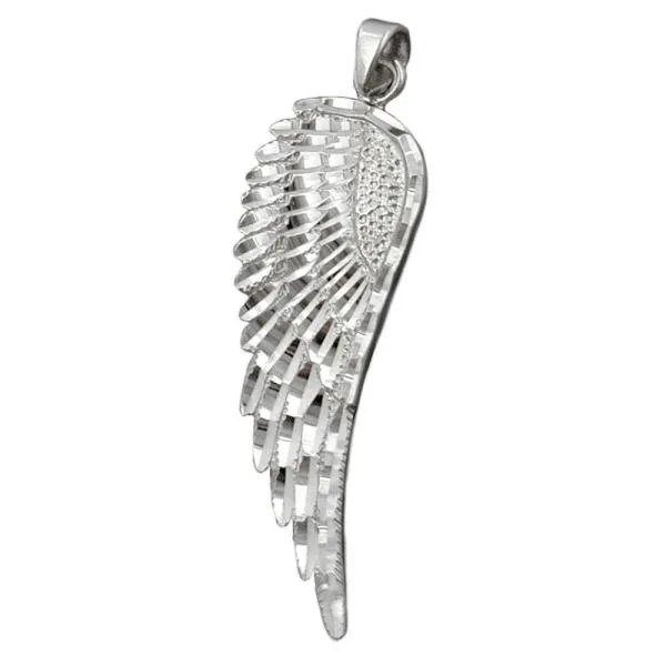 Anhänger 37x12mm Flügel diamantiert rhodiniert Silber 925 Anhänger 37x12mm Flügel diamantiert rhodiniert Silber 925