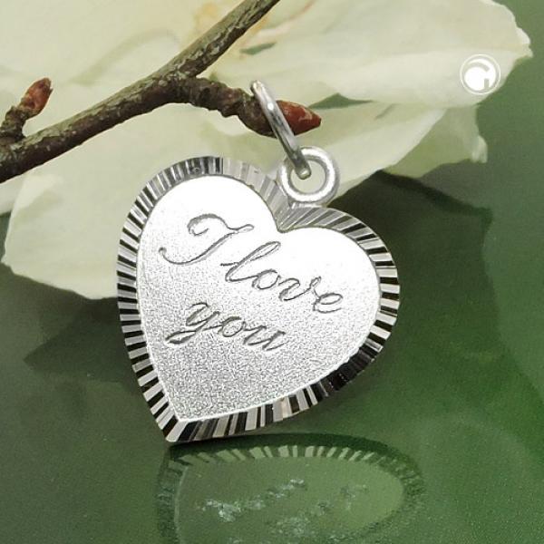 Anhänger 20x17mm Herz mit Gravur -I love you- Silber 925 Anhänger 20x17mm Herz mit Gravur -I love you- Silber 925