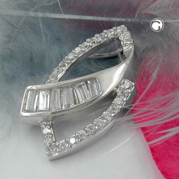 Anhänger 29x18mm viele Zirkonias glänzend rhodiniert Silber 925 Anhänger 29x18mm viele Zirkonias glänzend rhodiniert Silber 925