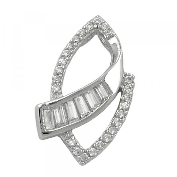 Anhänger 29x18mm viele Zirkonias glänzend rhodiniert Silber 925 Anhänger 29x18mm viele Zirkonias glänzend rhodiniert Silber 925