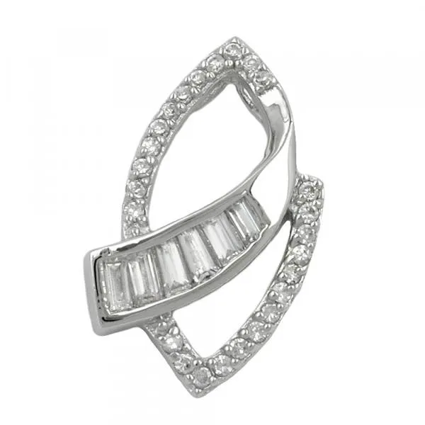 Anhänger 29x18mm viele Zirkonias glänzend rhodiniert Silber 925 Anhänger 29x18mm viele Zirkonias glänzend rhodiniert Silber 925