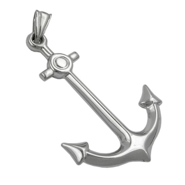Anhänger 36x25mm großer Anker rhodiniert Silber 925 Anhänger 36x25mm großer Anker rhodiniert Silber 925