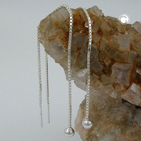 Durchzieher Ohrring Ohrhänger 110x4mm Venzianerkette mit Kugel Silber 925 Durchzieher Ohrring Ohrhänger 110x4mm Venzianerkette mit Kugel Silber 925