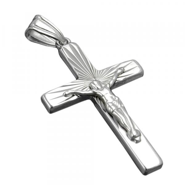 Anhänger 28x19mm Kreuz mit Jesus glänzend rhodiniert Silber 925 Anhänger 28x19mm Kreuz mit Jesus glänzend rhodiniert Silber 925