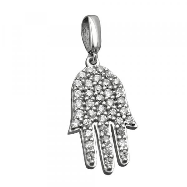 Anhänger 15x10mm Symbol Hand mit Zirkonias Silber 925 Anhänger 15x10mm Symbol Hand mit Zirkonias Silber 925