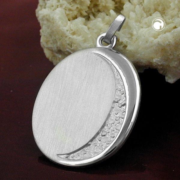 Anhänger27x20mm Gravurplatte oval matt-glänzend rhodiniert Silber 925 Anhänger27x20mm Gravurplatte oval matt-glänzend rhodiniert Silber 925