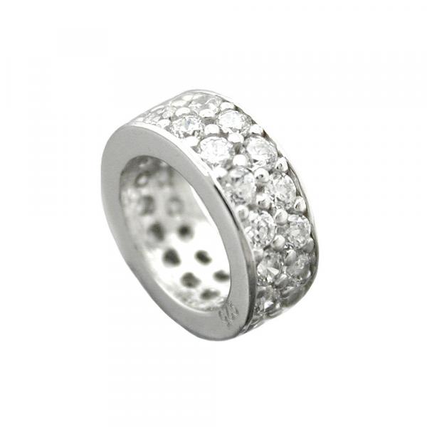 Anhänger 9x3mm Taufring Zirkonias rhodiniert Silber 925 Anhänger 9x3mm Taufring Zirkonias rhodiniert Silber 925
