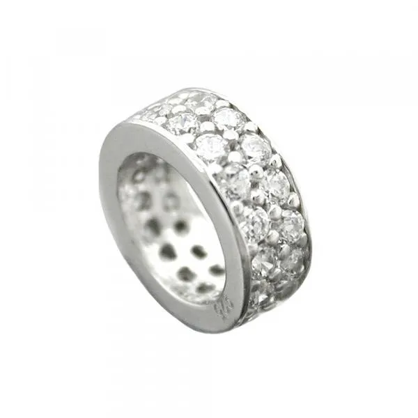 Anhänger 9x3mm Taufring Zirkonias rhodiniert Silber 925 Anhänger 9x3mm Taufring Zirkonias rhodiniert Silber 925