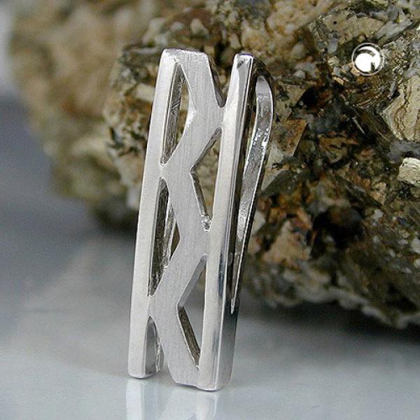 Anhänger 21x6,5mm Viereck mit Zickzack matt-glänzend rhodiniert Silber 925 Anhänger 21x6,5mm Viereck mit Zickzack matt-glänzend rhodiniert Silber 925