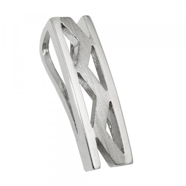 Anhänger 21x6,5mm Viereck mit Zickzack matt-glänzend rhodiniert Silber 925 Anhänger 21x6,5mm Viereck mit Zickzack matt-glänzend rhodiniert Silber 925