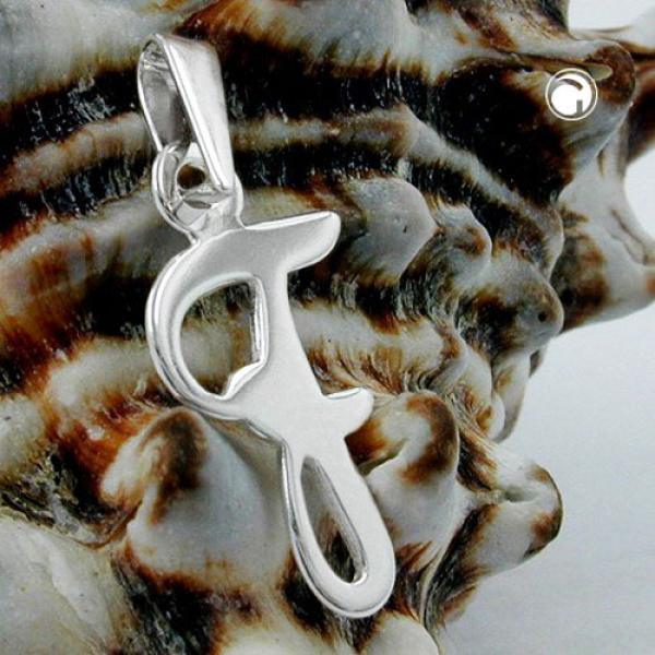 Anhänger 13x8mm Buchstabe F glänzend Silber 925