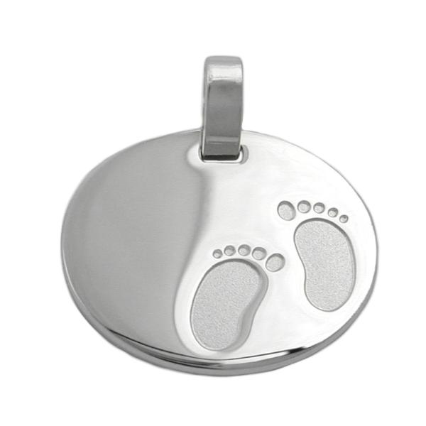Anhänger 21x17mm Gravuranhänger zur Geburt Füße glänzend-matt Silber 925 Anhänger 21x17mm Gravuranhänger zur Geburt Füße glänzend-matt Silber 925