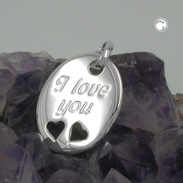 Anhänger 21x17mm mit Gravur -I love you- Silber 925