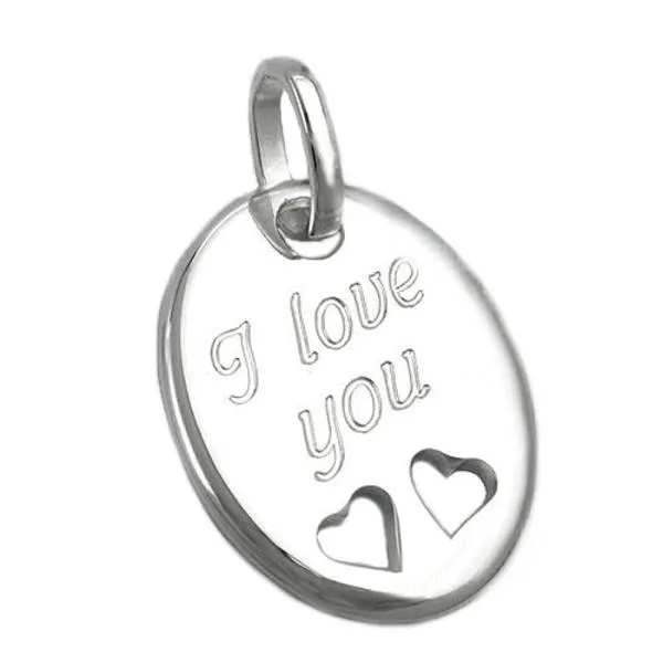 Anhänger 21x17mm mit Gravur -I love you- Silber 925 Anhänger 21x17mm mit Gravur -I love you- Silber 925