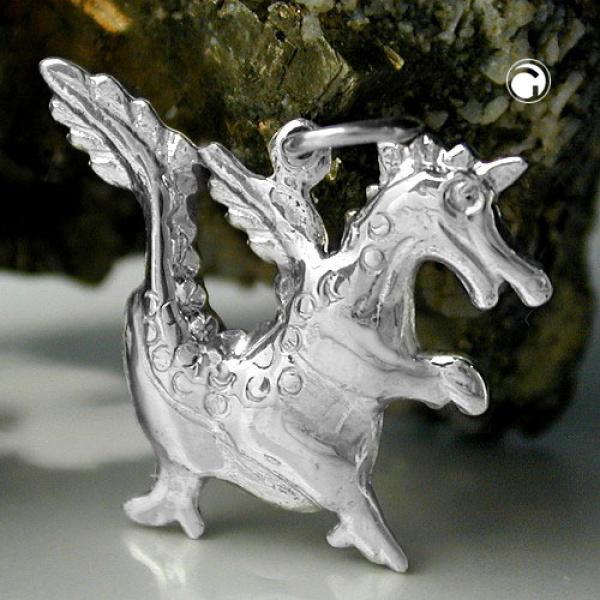 Anhänger 20x17mm Drache glänzend Silber 925 Anhänger 20x17mm Drache glänzend Silber 925