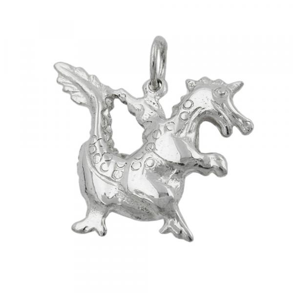 Anhänger 20x17mm Drache glänzend Silber 925 Anhänger 20x17mm Drache glänzend Silber 925