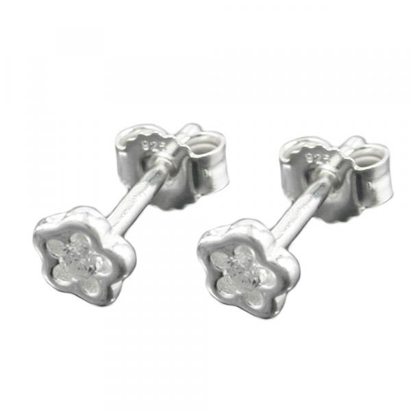 Ohrstecker Ohrring 5mm Kinderohrring Blume mit Zirkonia Silber 925 Ohrstecker Ohrring 5mm Kinderohrring Blume mit Zirkonia Silber 925