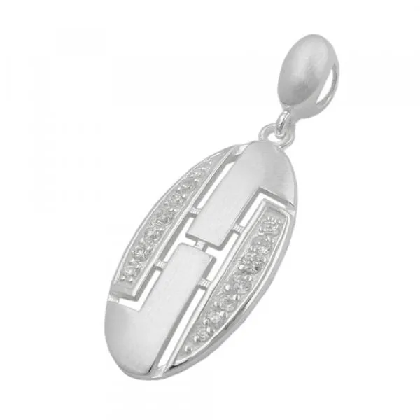 Anhänger 26x12mm Zirkonia weiß mattiert Silber 925 Anhänger 26x12mm Zirkonia weiß mattiert Silber 925