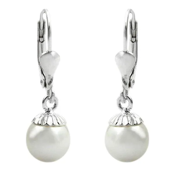 Ohrbrisur Ohrhänger Ohrringe 24x75mm Hänger mit Imitat-Perle Silber 925