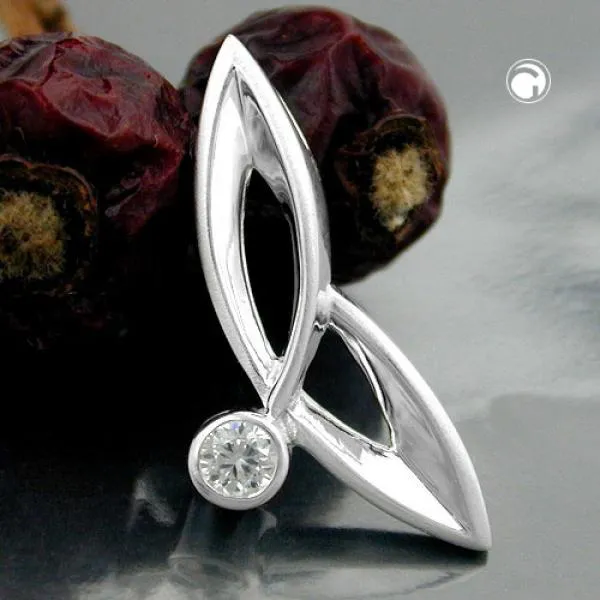 Anhänger 26,5x12mm Zirkonia glänzend Silber 925 Anhänger 26,5x12mm Zirkonia glänzend Silber 925