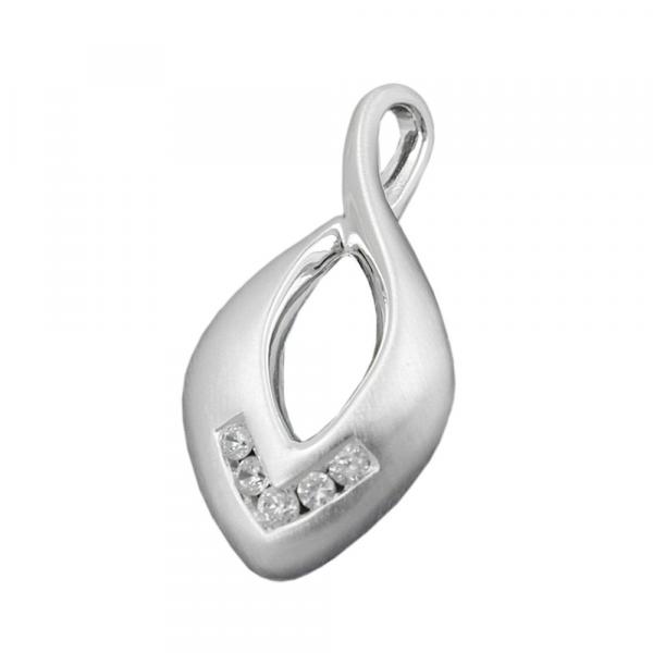 Anhänger 26x13mm mit 5 Zirkonias mattiert Silber 925 Anhänger 26x13mm mit 5 Zirkonias mattiert Silber 925
