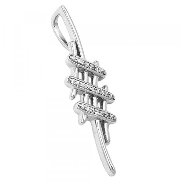 Anhänger 40x11mm mit Zirkonias glänzend rhodiniert Silber 925 Anhänger 40x11mm mit Zirkonias glänzend rhodiniert Silber 925