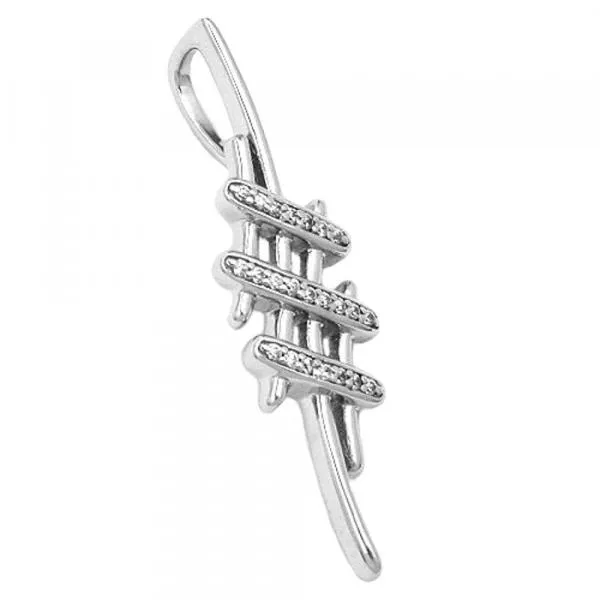 Anhänger 40x11mm mit Zirkonias glänzend rhodiniert Silber 925 Anhänger 40x11mm mit Zirkonias glänzend rhodiniert Silber 925
