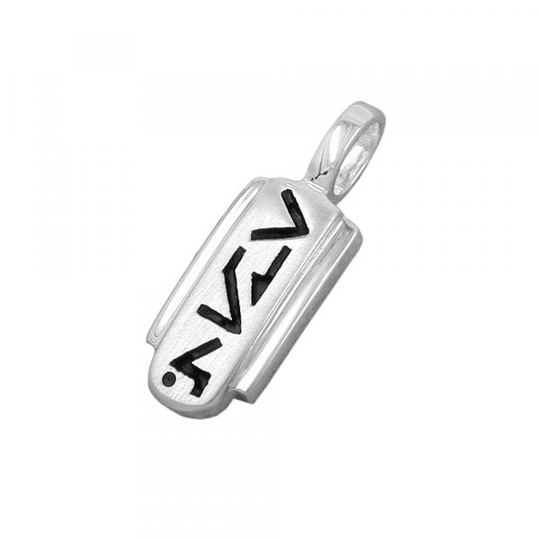 Anhänger 22x8mm Muster schwarz lackiert matt-glänzend Silber 925