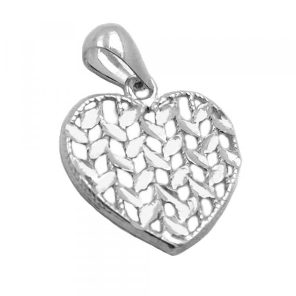 Anhänger 15x15mm Herz glänzend diamantiert Silber 925