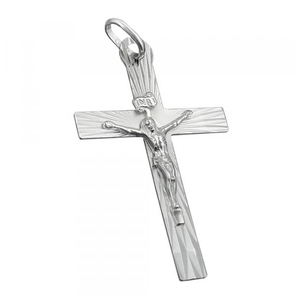Anhänger 34x21mm Kreuz mit Jesus glänzend Silber 925 Anhänger 34x21mm Kreuz mit Jesus glänzend Silber 925