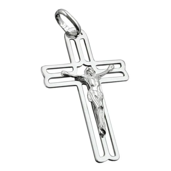Anhänger 37x23mm Kreuz mit Jesus glänzend Silber 925 Anhänger 37x23mm Kreuz mit Jesus glänzend Silber 925