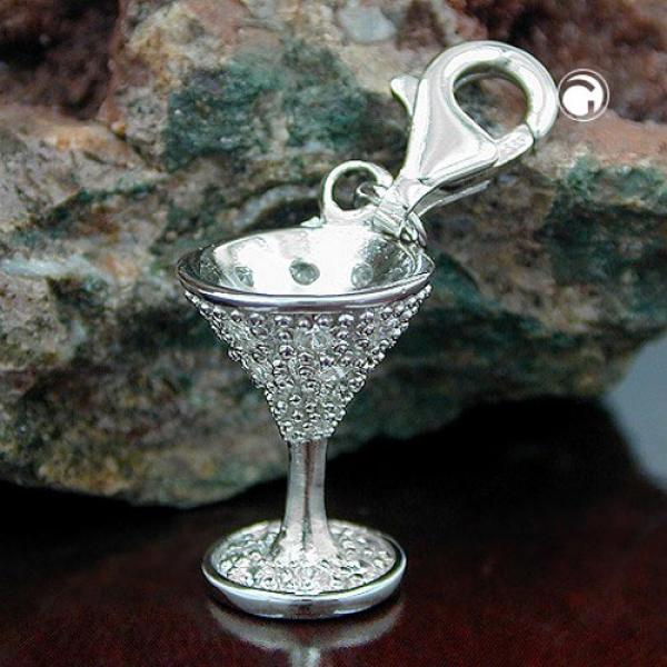 Anhänger 15x11mm Charm Kelch mit Zirkonias rhodiniert glänzend 925 Anhänger 15x11mm Charm Kelch mit Zirkonias rhodiniert glänzend 925