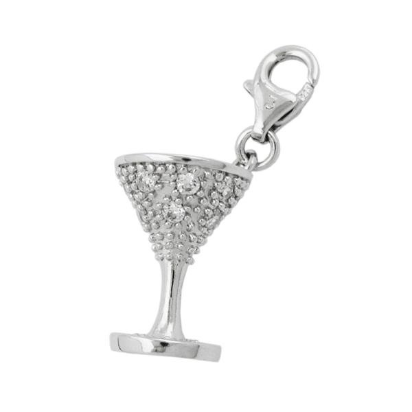 Anhänger 15x11mm Charm Kelch mit Zirkonias rhodiniert glänzend 925 Anhänger 15x11mm Charm Kelch mit Zirkonias rhodiniert glänzend 925
